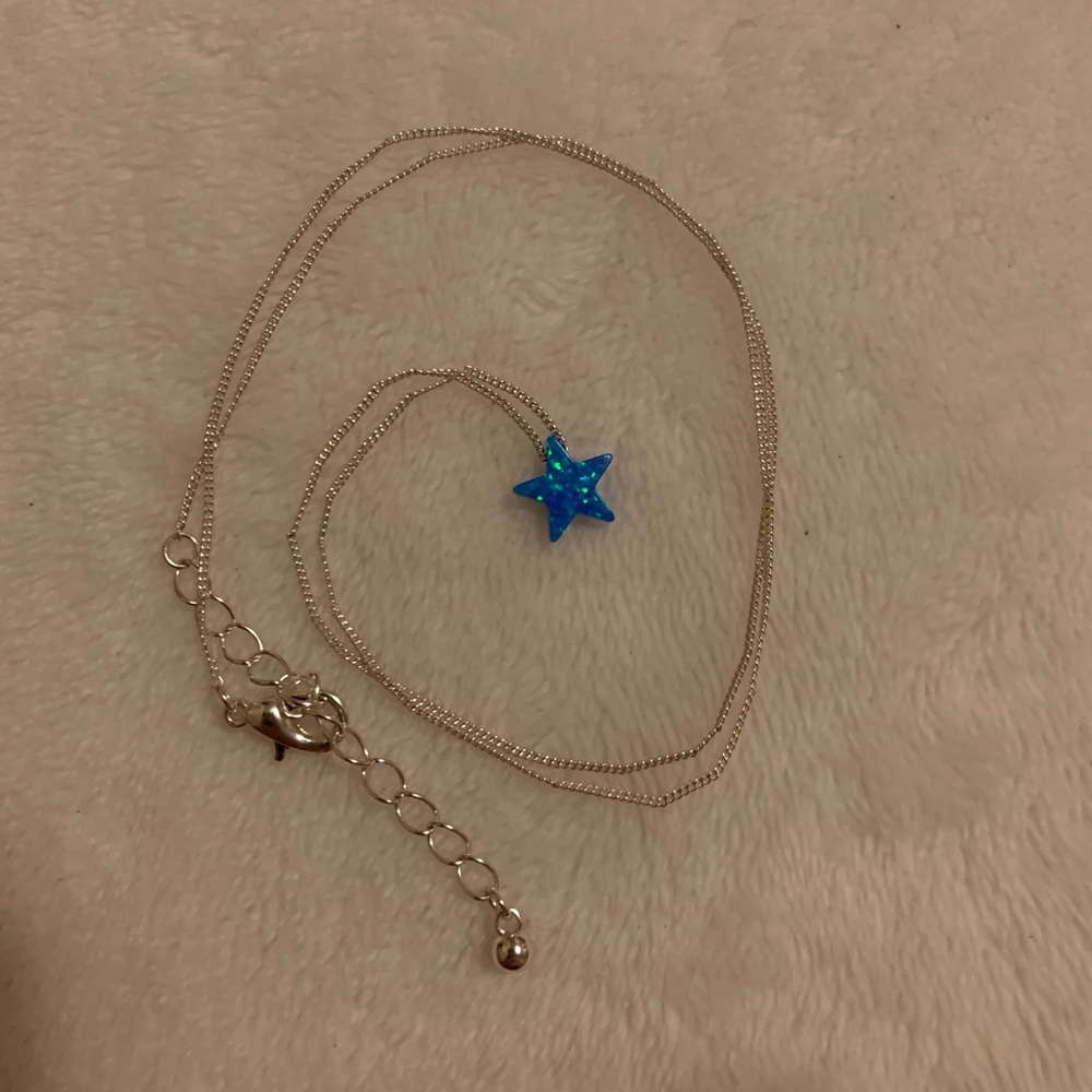 Blue opal star necklace